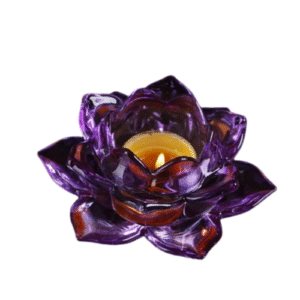 Bougeoir Fleur De Lotus Cristal Centre De Table Mauve
