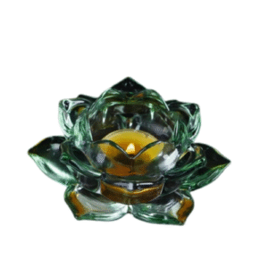 Bougeoir Fleur De Lotus Cristal Centre De Table Vert