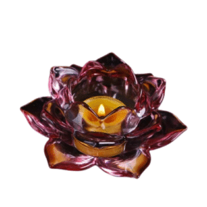 Bougeoir Fleur De Lotus Cristal Centre De Table Rouge
