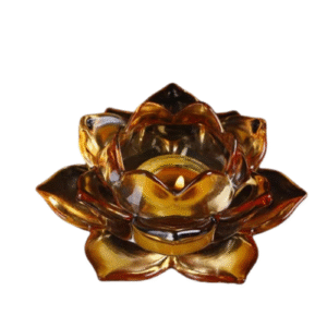 Bougeoir Fleur De Lotus Cristal Centre De Table Jaune