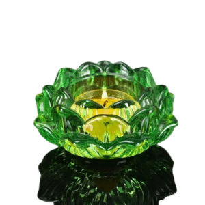 Bougeoir Fleur De Lotus Style Chinoise Vert