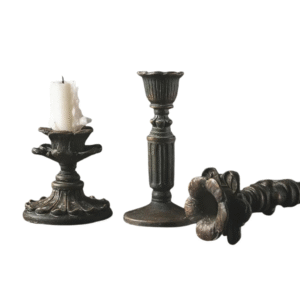 Bougeoir Ancien En Résine Noir