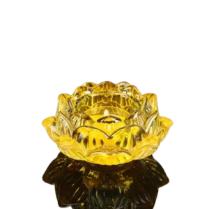 Bougeoir Fleur De Lotus Style Chinoise Jaune