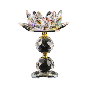 Bougeoir Fleur De Lotus Cristal Sur Pied