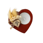 Bougeoir Coeur En Bois​ Rouge