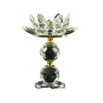Bougeoir Fleur De Lotus Cristal Sur Pied Vert
