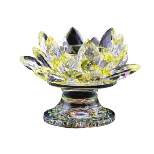 Bougeoir Design Fleur De Lotus En Cristal​ Moderne Jaune
