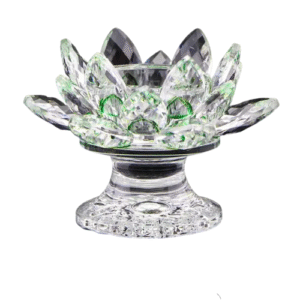 Bougeoir Design Fleur De Lotus En Cristal​ Moderne Vert