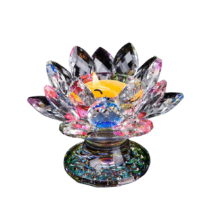 Bougeoir Design Fleur De Lotus En Cristal​ Moderne Coloré