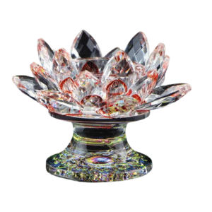 Bougeoir Design Fleur De Lotus En Cristal​ Moderne Rouge