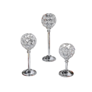 Bougeoir Fer Forgé Original En Cristal Argenté