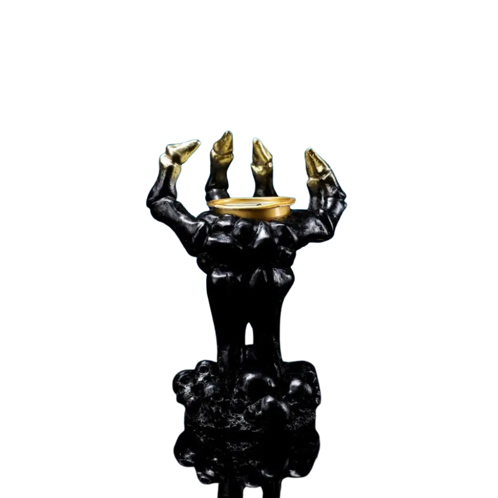 Bougeoir Main Ouverte Style Haloween Noir