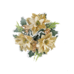 Déco Bougeoir Fleurs Noël Doré