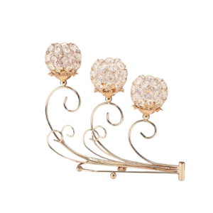 Bougeoir En Cristal Doré 3 Branche​