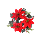Déco Bougeoir Fleurs Noël Rouge