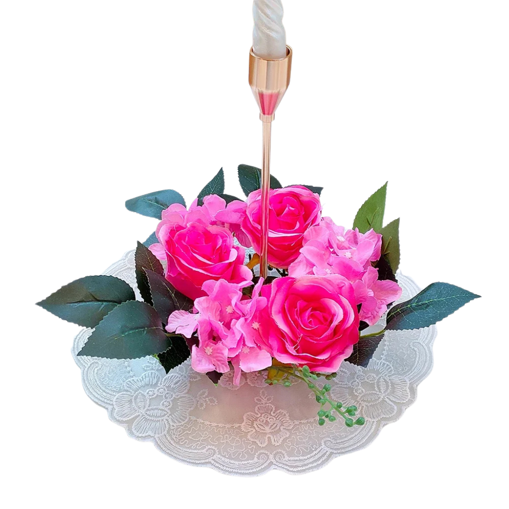 Bougeoir Fleuri Noël Rose