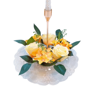 Bougeoir Fleuri Noël​ Jaune