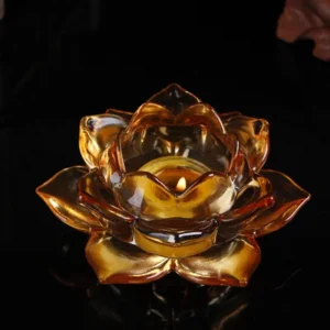 bougeoir fleur de lotus cristal centre de table jaune