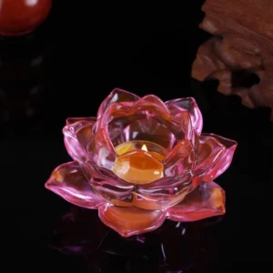 bougeoir fleur de lotus cristal centre de table rose