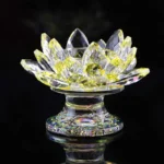 bougeoir design fleur de lotus en cristal moderne jaune