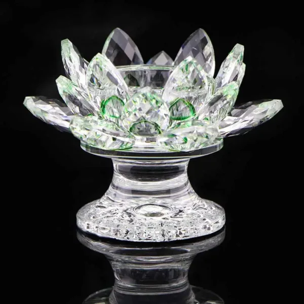 bougeoir design fleur de lotus en cristal moderne vert
