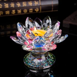 bougeoir en cristal style fleur de lotus