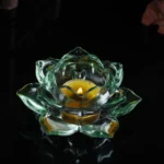 bougeoir fleur de lotus cristal centre de table vert