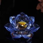 bougeoir fleur de lotus cristal centre de table bleu