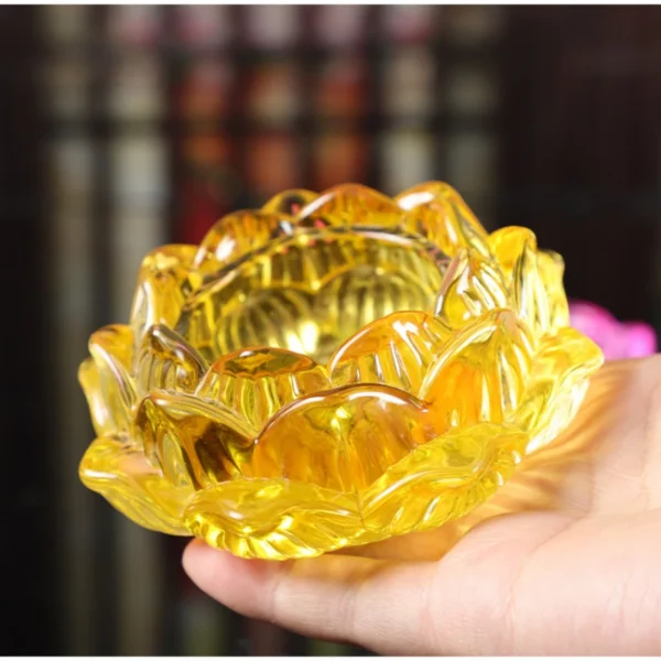 bougeoir fleur de lotus style chinoise jaune