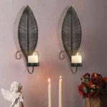 bougeoir design fleuri noir