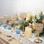 bougeoir décoratif en fer forgé doré
