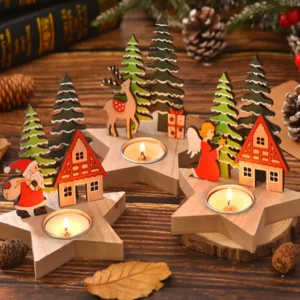 bougeoir de noel en bois pour bougies