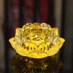 bougeoir chinois fleur de lotus jaune