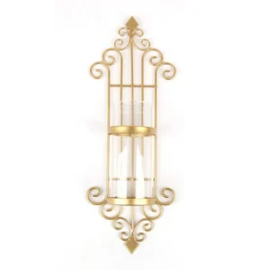 Bougeoir Mural En Fer Forgé Doré