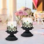 bougeoir en verre cylindrique sur pied noir