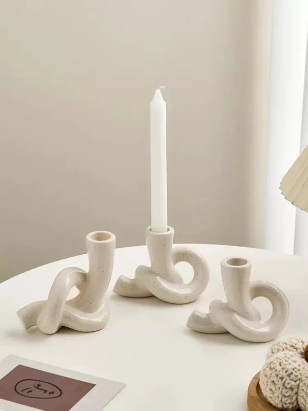 objet déco bougeoir céramique blanc