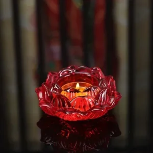 bougeoir fleur de lotus style chinois rouge