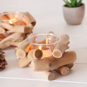 bougeoir artisanal en bois flotter