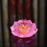 bougeoir fleur de lotus style chinoise rose