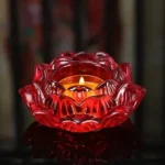 bougeoir lotus chinois rouge