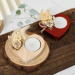 bougeoir artisanal en bois en forme de coeur